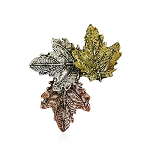 Image of Fall Plant Vintage Broches Pin Maple Leaf Brooch Bronze Brooches Pins Collar for Women Dance Party Accessories Halloween