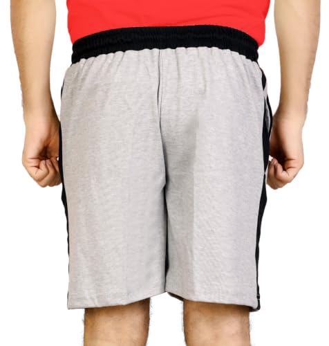 Image of Particle Men's Plus Size Big Size Bermuda Shorts | 230 GSM Ribbed Cotton Half Pant for Men with Deep Side Pockets | Sizes XL-5XL (34-52 Inch Waist)