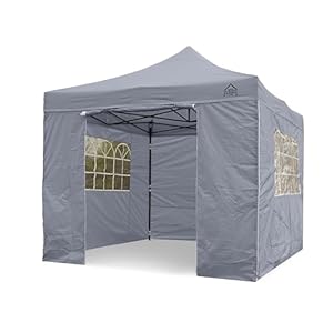 All Seasons Gazebos 3x3m Heavy Duty volledig waterdicht pop-up tuinhuisje met 4 zijwanden en accessoirepakket – metallic grijs
