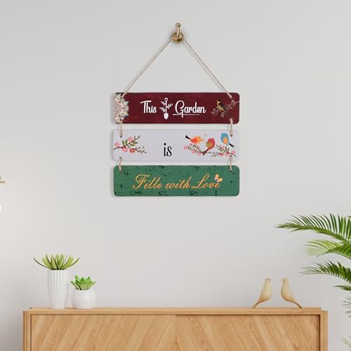 Image of Kuber Industries 3 Layered Wooden Inspirational Quotes Wall Hanging Decoration for Living Room, Bedroom & Office | Wall Art Home Decor Items for Hall, Entry Door & Staircase | Multicolor