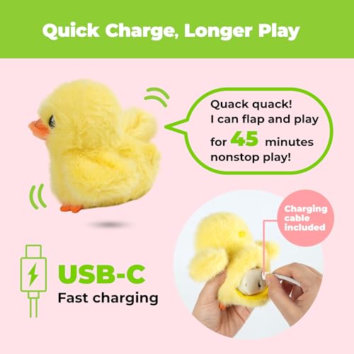 Image of Catify Best Pet Supplies Flapping Duckling, Chick & Bird Cat Toy - Motion-Activated Wings, Realistic Chirps, Catnip-Infused Plush, USB-Rechargeable Indoor Cats & Kittens, Self-Play Enrichment - Yellow