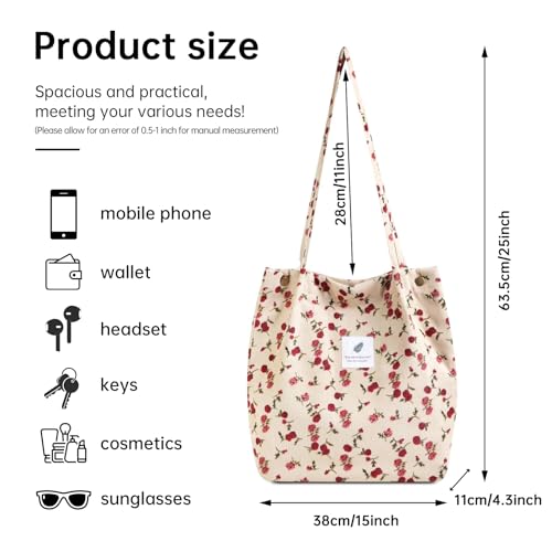 Bolso tote grande de lona para mujer con bolsillos interiores miniatura 4