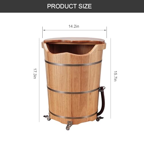 Cubeta de Madera para Baño de Pies con Rodillos y Tapa miniatura 6