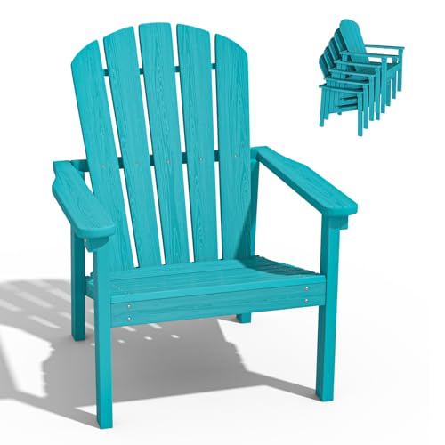 nevilywood Compact Stackable Adirondack Chairs, 26.3' Wide HDPE Outdoor Patio Chairs - Durable, Space-Saving Design for Porch, Lawn or Garden, Aruba