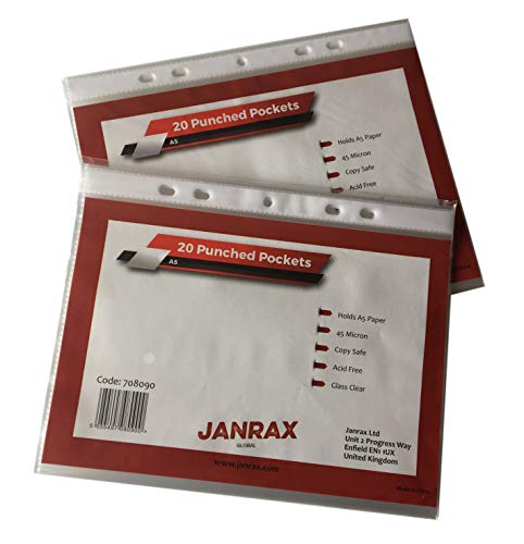 Pack of 500 A5 Glass Clear Punched Pockets by Janrax