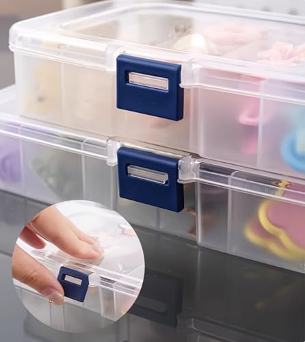 Image of 2 PACK Transparent Plastic Bead Organizers (6 Grids),Craft Organizers and Storage Beads Organizer, Art DIY, Crafts Jewelry Storage, Fishing Tackles, Size 7.48 x 3.94 x 1.38 in