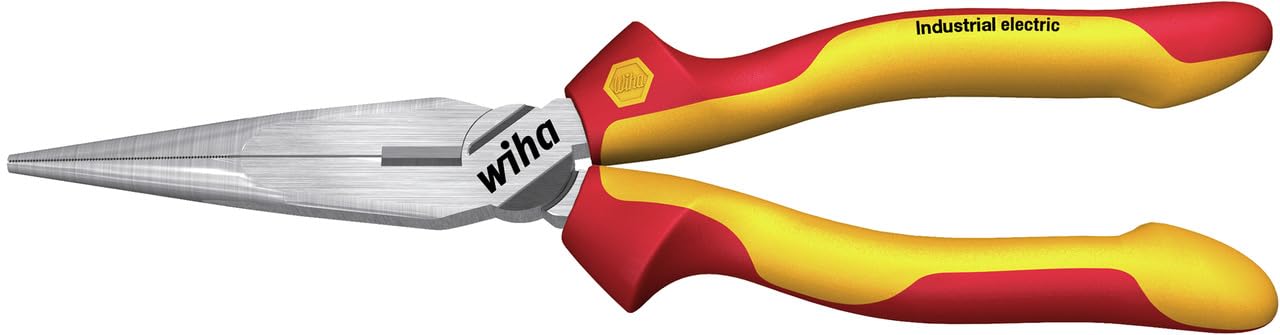 Wiha Flachrundzange Industrial electric mit Schneide gerade Form 200 mm Zange für Elektriker, VDE geprüft, stückgeprüft, stabil und robust (33178)