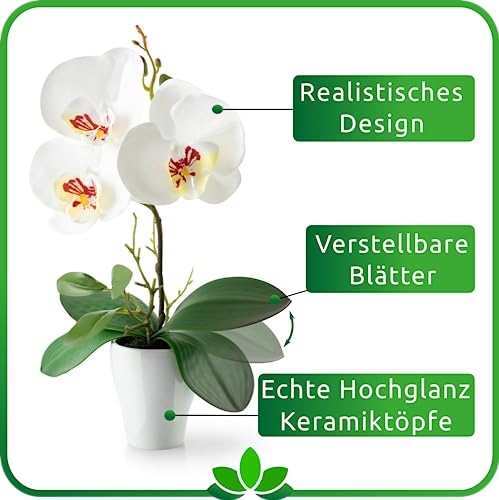Kunstblumen Pasch Orchideen im Topf – 3er Set (35 cm)