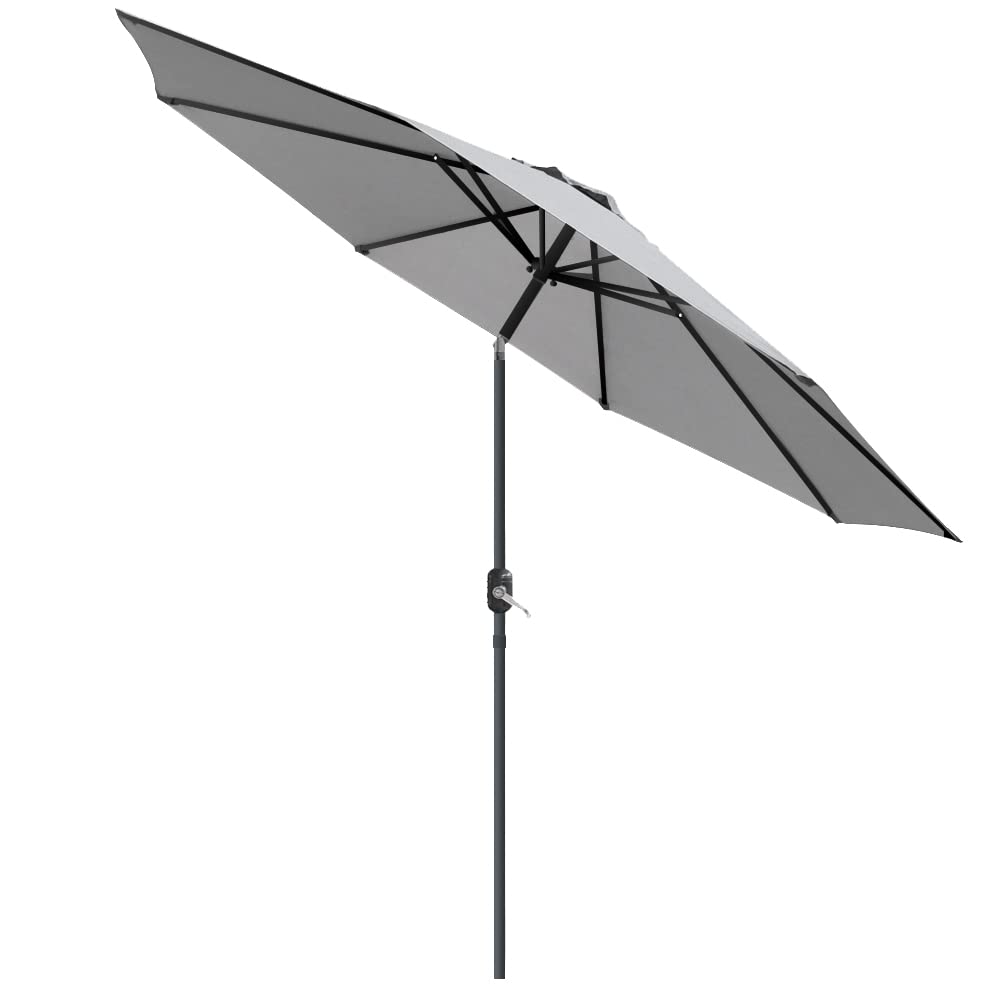 Blümme Grey 2.7M Tilting Garden Parasol Sun Shade Patio Outdoor Umbrella Canopy With Crank Handle
