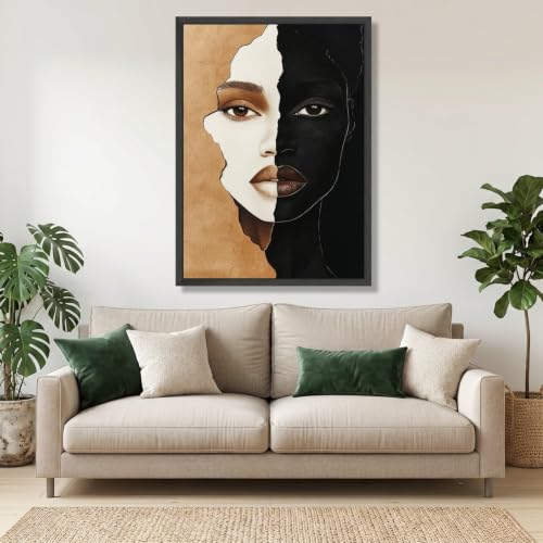 Visage brun et noir décoration intérieure nordique tableau abstrait