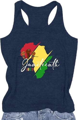 NEWKA Juneteenth Shirts Women Africa Map Sleeveless T-Shirt African Proud Tank Top