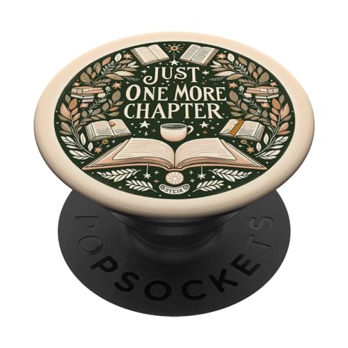 Just One More Chapter Bookish Book Reading Beige PopSockets Klebender PopGrip