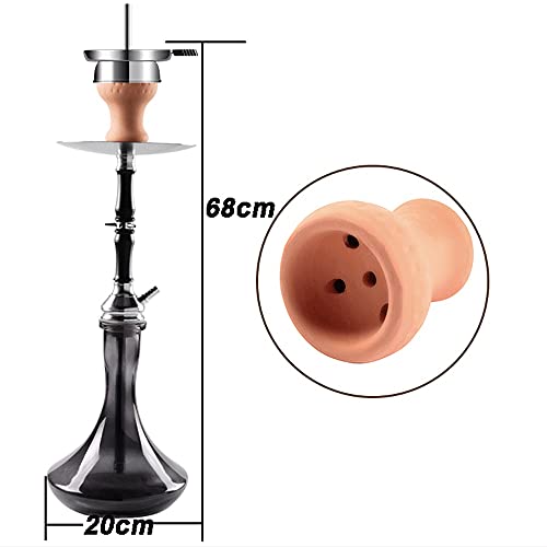 JYXZM Wasserhaarige Set mit Silikonschlauchschüsselzangen Alles Zubehör, Aluminium Shisha komplett Set 68cm Glas… – Bild 6