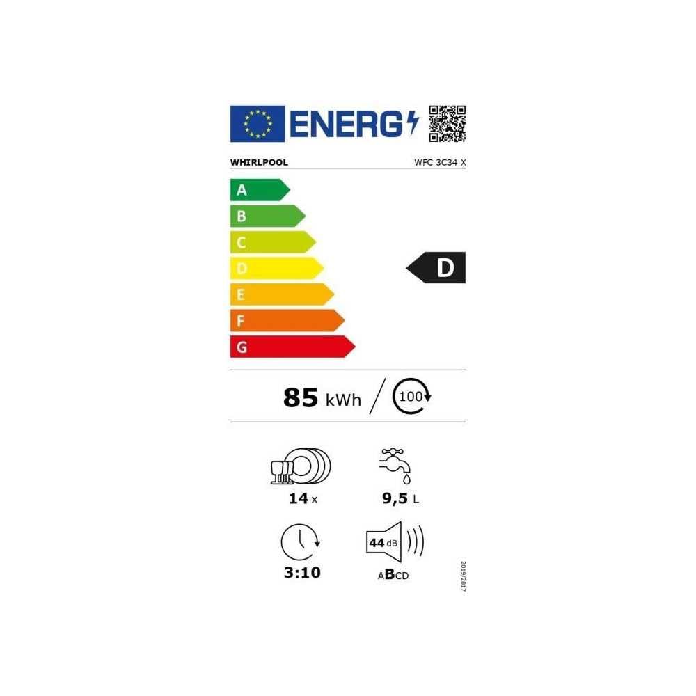 Lave-vaisselle 60cm 14 Couverts 44db - WFC3C34X