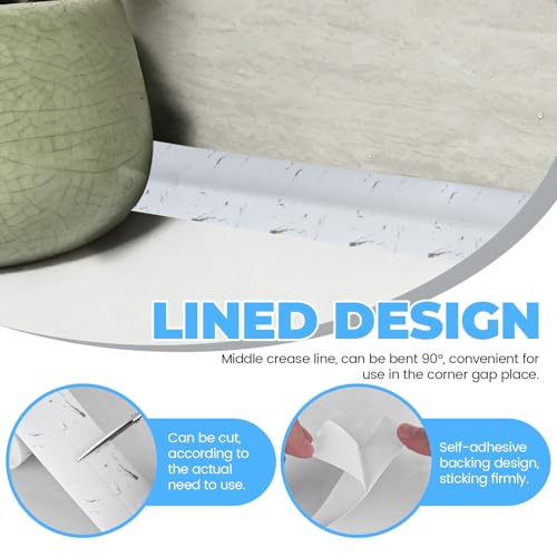 Image of LELE LIFE 2 Rolls Caulk Tape Waterproof Self Adhesive, Toilet Caulk Strip Sealant Tape Sealing Strip for Bathroom, Kitchen, Shower, Bathtub Caulking Tape, 1.5 inch x 10.5Ft, White Marble