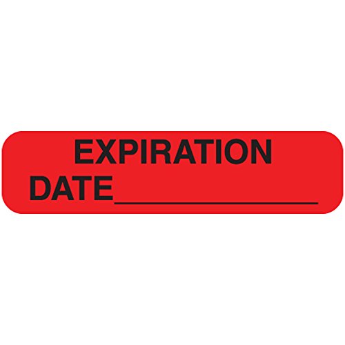 Pharmex 1-Y "Expiration Date" Permanent Paper Label, 1 9/16" x 3/8", Red, Pack of 1000