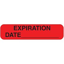 1-Y "Expiration Date" Permanent Paper Label, 1 9/16" x 3/8", Red, Pack of 1000