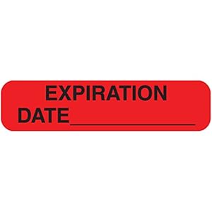 1-Y “Expiration Date” Permanent Paper Label, 1 9/16″ x 3/8″, Red, Pack of 1000