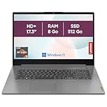 Lenovo IdeaPad 3 17ABA7 - Ordinateur Portable 17.3'' HD+ (AMD Ryzen 5 5625U, RAM 8Go, SSD 512Go, AMD Radeon Graphique, Windows 11 Home) Clavier AZERTY Français - Gris