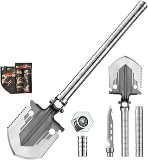 HeyDear 多機能アウトドア折り畳みシャベル ツルハシ 軍用スコップ 車載 園芸 ガーデニング 除雪 雪かき 緊急ツール キャンプ用品 (S,2段)