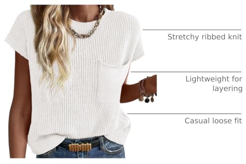 Image of KIRUNDO Summer Fall Short Sleeve Sweater for Women 2026 Casual Sweater Vest Cotton Knit Pullover Tank Tops Fashion Clothing