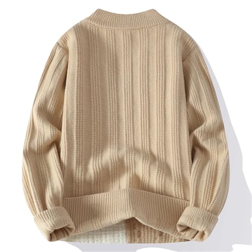 Men's Winter Casual Loose Pullover Long Sleeve Crewneck Patchwork Knitted Sweater3