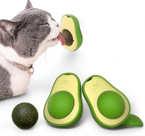 Kit 02 Brinquedo Interativo Abacate Para Gatos Com Catnip Erva Relaxante Anti Estresse Bola de Lambe