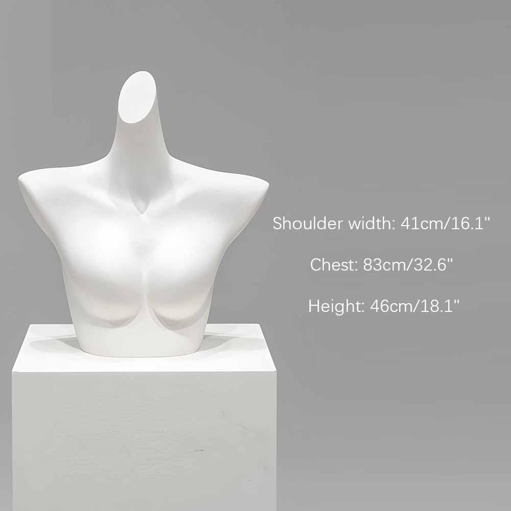 Maniquí Femenino de Medio Cuerpo con Curvas para exhibición de lencería y Ropa Femenina, Ideal para Tiendas, fotografía y escaparates (Blanco, 46 cm)
