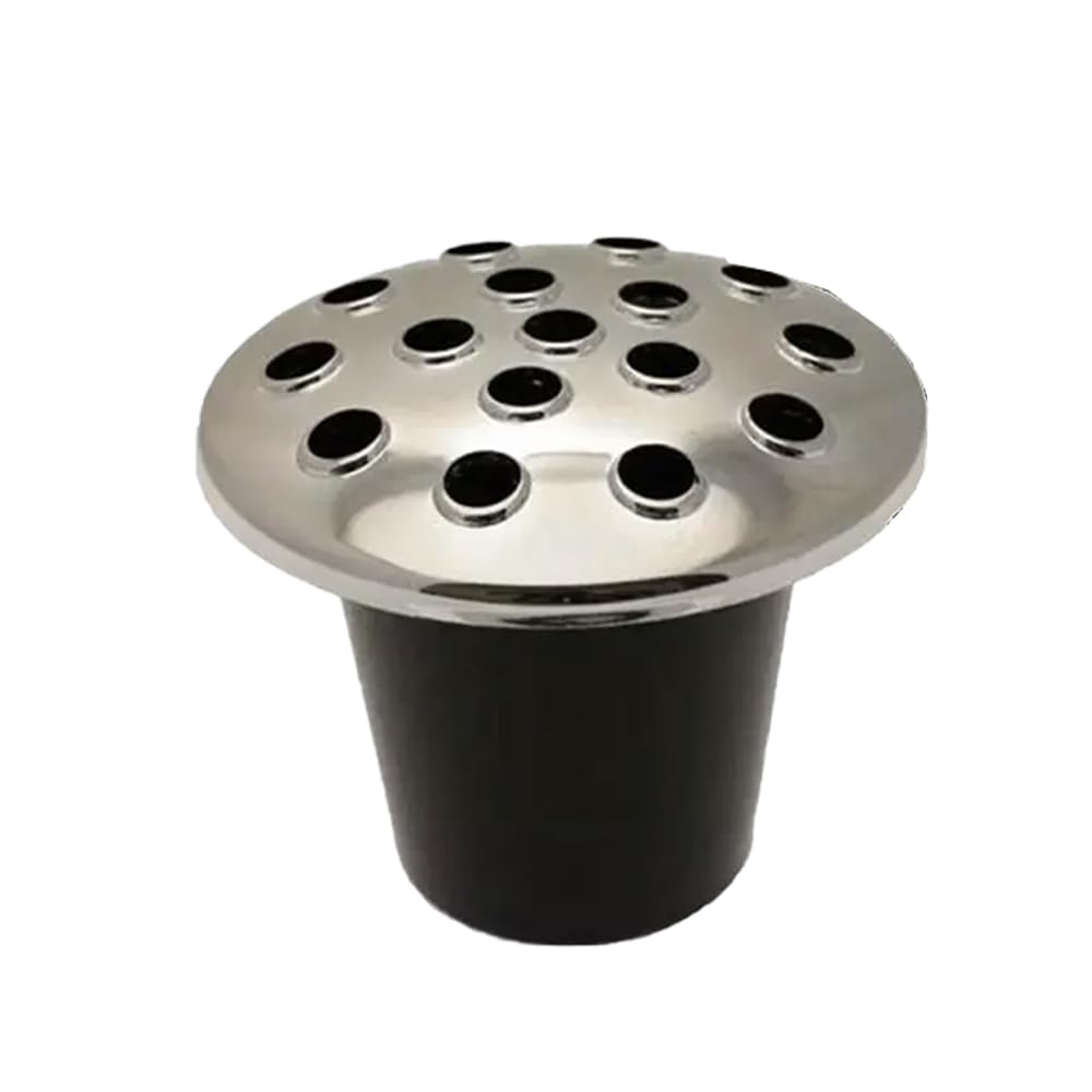 shopior Black Memorial Grave Vase with Silver Lid – Weatherproof Cemetery Flower Holder for Headstones & Graves | Durable Plastic Graveside Flower Vase for Fresh & Artificial Flowers (Silver - 1Pack)