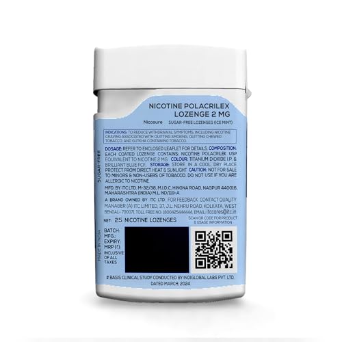 Image of Nicosure Nicotine Lozenges Container Pack-2mg-Pack of 6-150 Lozenges|Tobacco Control Aid|Icemint Flavour|Aids in Quitting Tobacco|Sugar-free|Mini Size Max Flavour