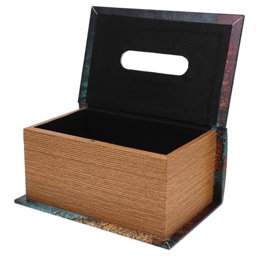 KOCKSHION Caja de Tejido en Forma de Libro dispensador de de Madera Soporte de Papel de Seda de Madera Cubierta de Papel higiénico Cajas de Almacenamiento Decorativas