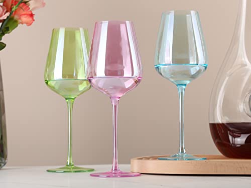 Pink Wine Glasses Set Of 6 - Crystal Colorful Wine Glasses With Long Stem And Thin Rim,Perfect Colored Wine Stemware For Wine Lover In Wedding,Bridal Shower,Bachelorette Party(Barbie Pink) #TOP5