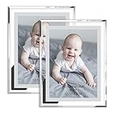 DGWYZCGY 5x7 Picture Frame Set of 2, Modern Picture Frame 5x7, Mirror Wedding Crystal Picture Frames