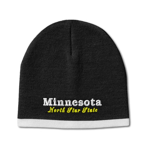 Beanie Hat for Men & Women Minnesota North Star State Winter Beanie Winter Hats for Women Acrylic 1 Size Black White