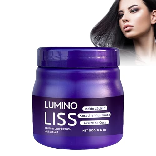 Crema alisadora de pelo, reparación del cabello dañado, crema alisadora de proteínas, PurpleProteinStraighteningCream de Pemarlis, para todos los tipos de cabello, sin causar opacidad