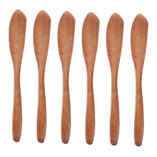 Garneck Ergonomic Wooden Butter Spatula Jam Knife Butter Knife Spreader Salad Dressing Spreader Small Scraper Kitchen Tool