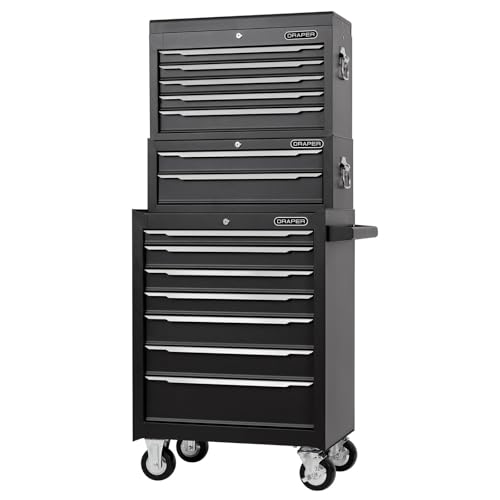 Draper 29455 Combined Roller Cabinet, Mid Tool Chest and Tool Chest, 14 Drawers, 26'