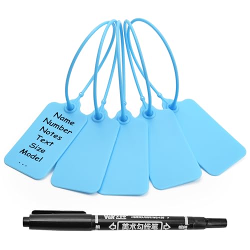 50 Blue Blank Plastic Tags for Labeling Waterproof Hanging Labels