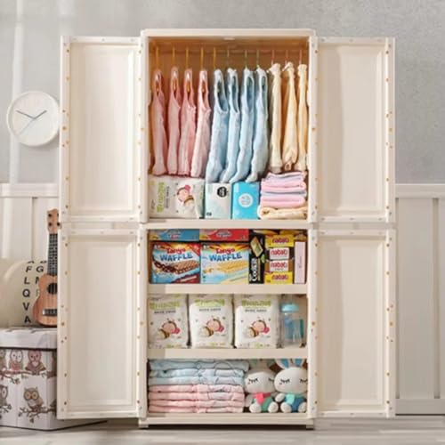 Image of LERIMO Plastic Wardrobe for Clothes | Portable Foldable Wardrobe Almirah for Bedroom | Kids & Baby Clothes Storage Cupboard | Collapsible Plastic Storage Cabinet | Almirah for Kids Clothes