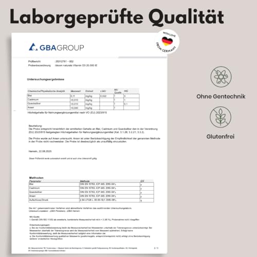 Vitamin D3 20000 IE hochdosiert - 365 Tabletten - Produziert in Deutschland - Laborgeprüft - Verpackung kann variieren