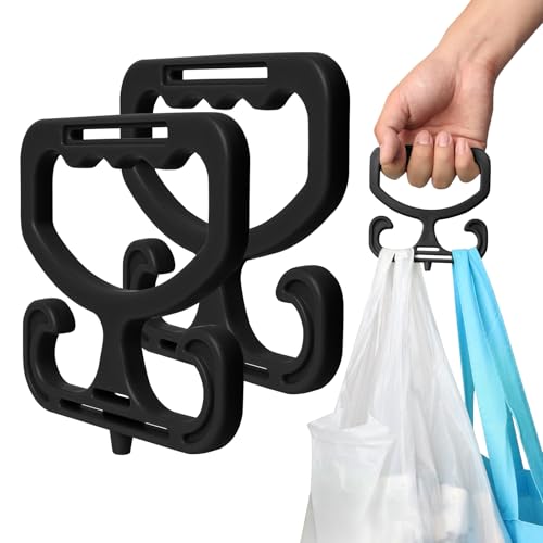 Grocery Bag Carrier, 2 Pack Grocery Bag Holder Each Holds Up to 80lbs, Durable Heavy Duty Shopping Bag Holder Comfortable Grip for Carrying Shopping Bags, Grocery Bags, Buckets & More(Green) (Black)