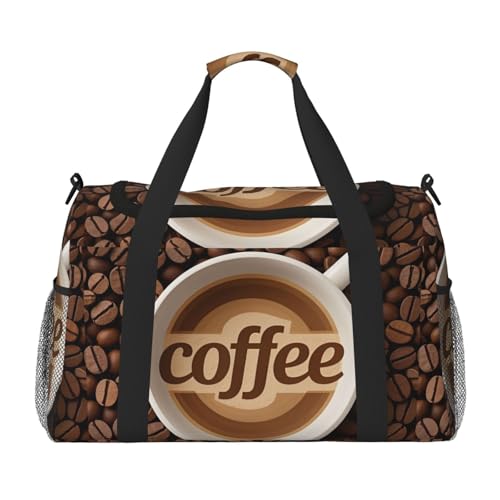 Personalized Sports Duffel Bags Gym Bag Dance Bag, Personalized Custom Travel Duffle Bag Tote Bag, Customized Travel Bag Overnight Weekender Sleepover Bags, Coffee Mug Coffee Bean