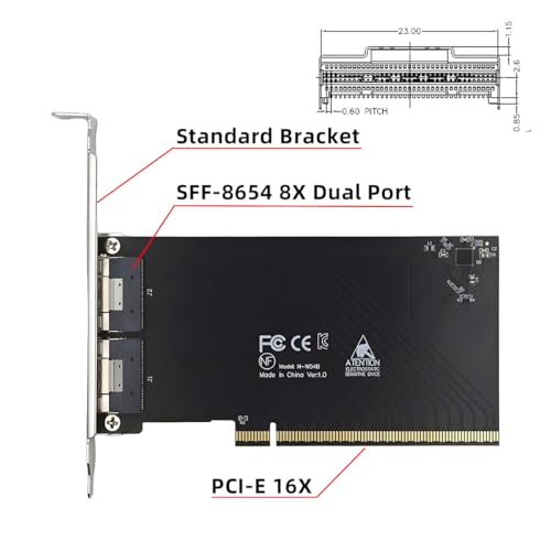 Image of CY External Slimline Dual SFF-8654 8X 74Pin to Detachable PCIE 16X Express 3.0 PCIE4.0 Raid Card VROC Raid0 Hyper Adapter