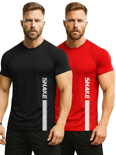 Image of 3Colours RGB Active Fit Men's Sports T-Shirt - Lightweight Quick Dry Polyester Gym & Running Wear-Shake