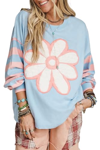 Casual Women's Long Sleeve Top in Beau Blue – Floral