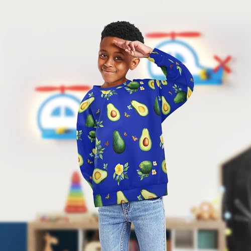 JUNZAN Funny Avocado Fruit Royal Blue Little Boys Hoodie Sweatshirt Fleece Sweatshirt With Hoodie Party 4T4