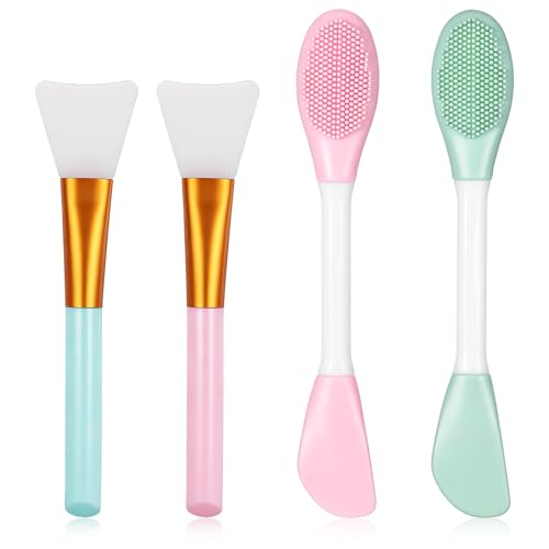 4 Pcs Face Mask Applicator Silicone Face Scrubber Mask Brush Soft Masks Applicator Tool for Applying Facial/Sleeping/Clay Masks Body Lotion Mud Clay Gel Foundation Apply Cream