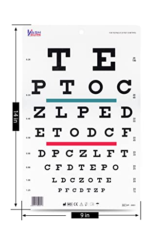 Image of Snellen Chart with Red Green Lines 20 Ft