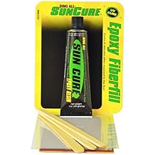 Ding All Sun Cure 1oz Epoxy Fiberfilled Repair Kit لإصلاحات دينغ سريعة على ألواح ركوب الأمواج من البوليستر والإيبوكسي.