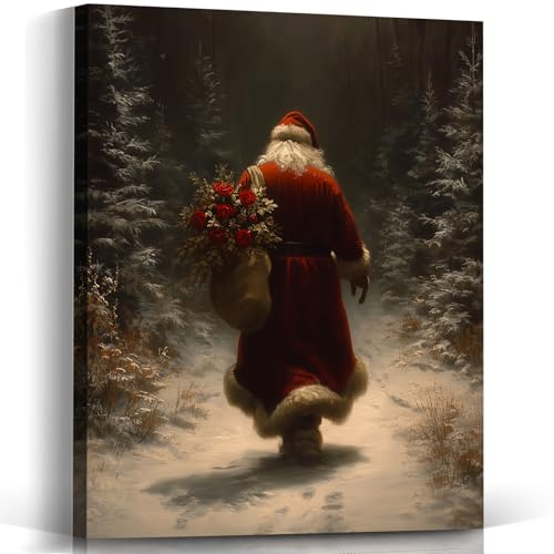 Voxitura Vintage Christmas Santa Wall Art Canvas